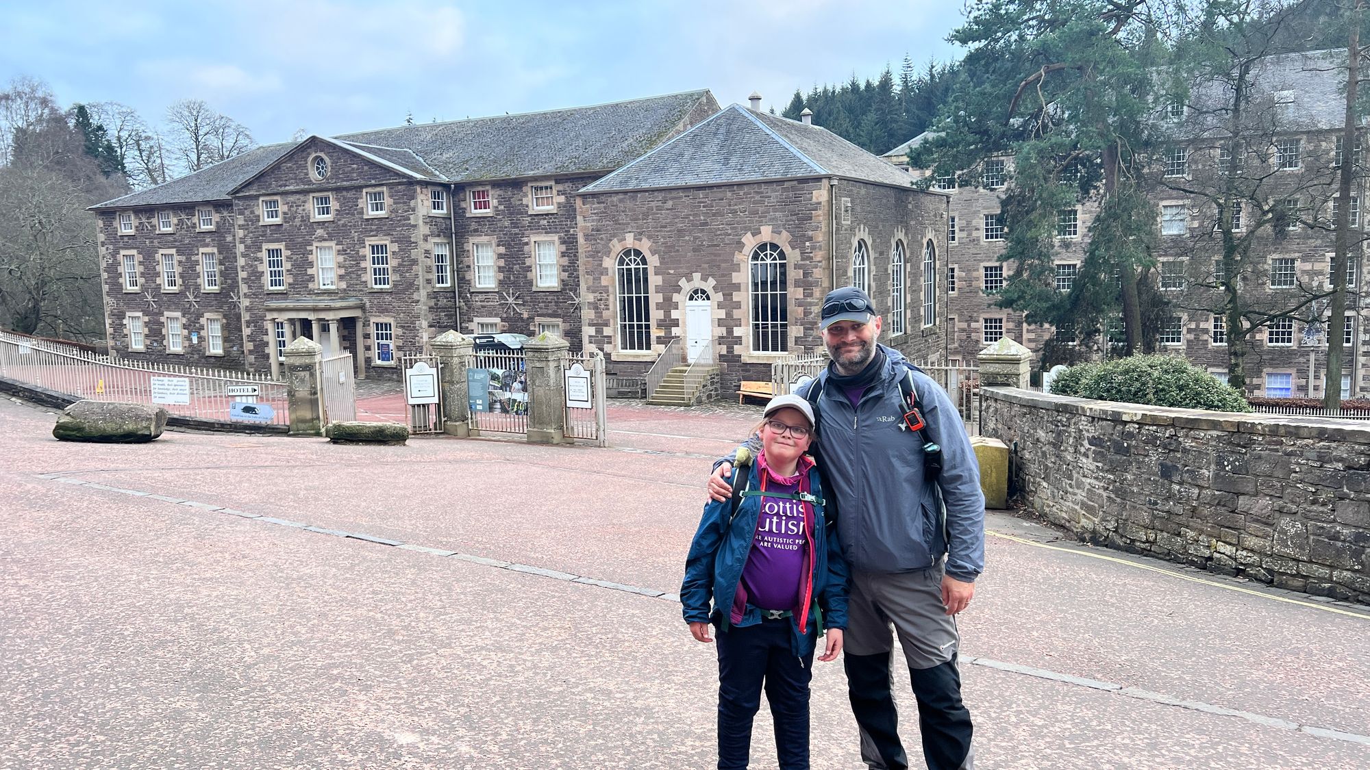 Eve and me at New Lanark and the end of todays section of the Clyde Walkway